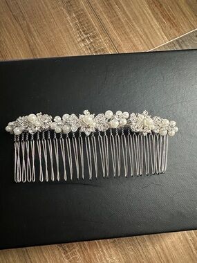 Pearl Rhinestone Bridal Hair Comb Wedding Hair Accessory Silver